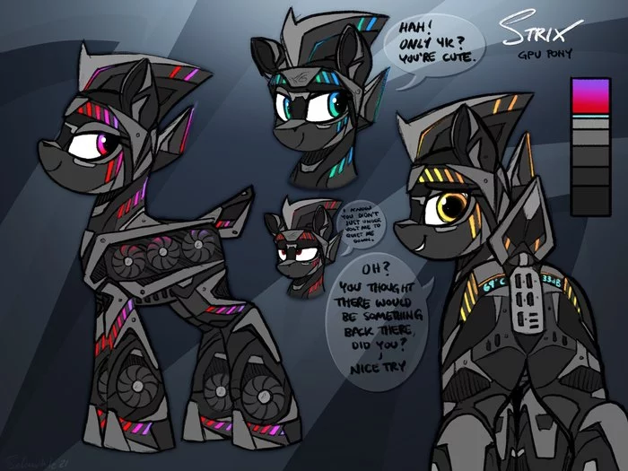 Asus ROG Strix GPU pony - My little pony, PonyArt, Original character, Ponification, Video card, MLP Edge, Selenophile