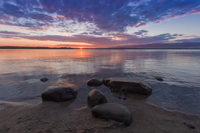 Summer Imandra - My, , Shore, Lake, Apatity, Sunset, Kola Peninsula, Murmansk region, Nikon, Landscapes, Landscape