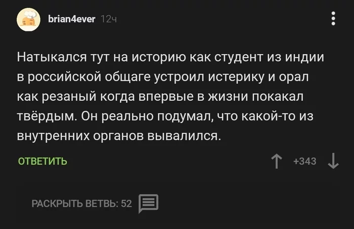 Приключения индуса в России - Россия, Общежитие, Индусы, Иностранцы, Еда, Повтор, Комментарии на Пикабу, Скриншот, Дефекация