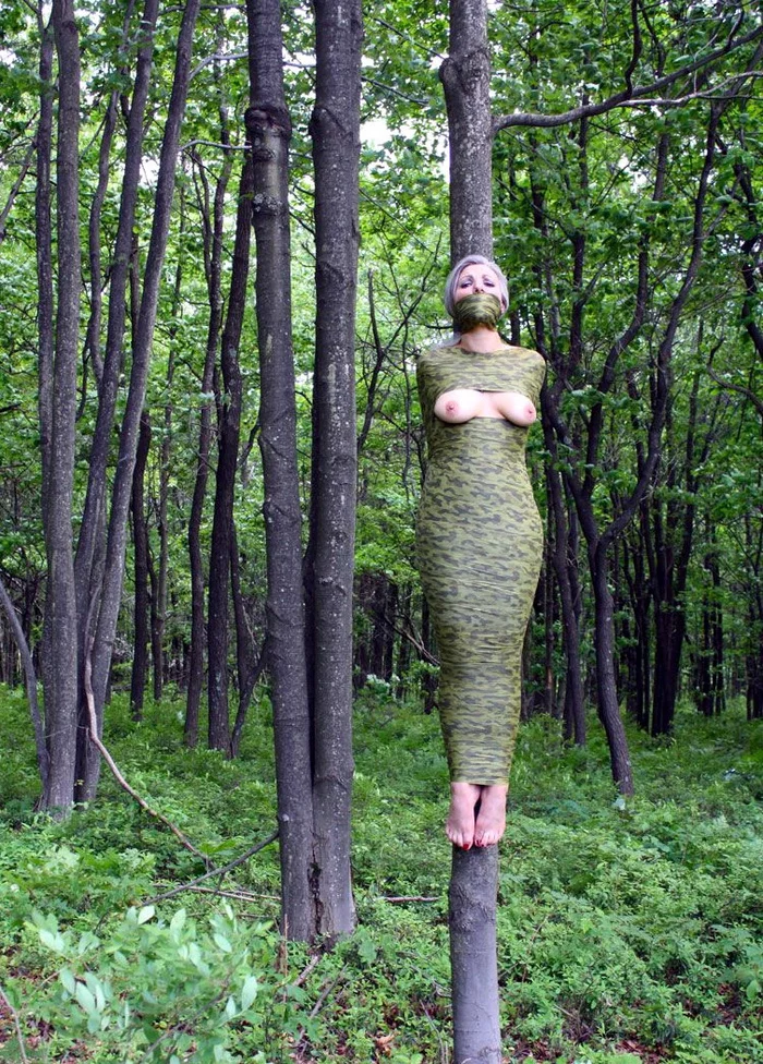 In the woods - BDSM, Camouflage, Boobs, Forest, Nature, Girls, Erotic, NSFW