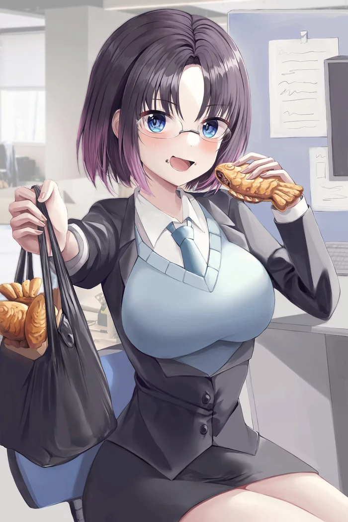 Snack at the office - Kobayashi-san chi no maidragon, Elma, Anime art, Anime