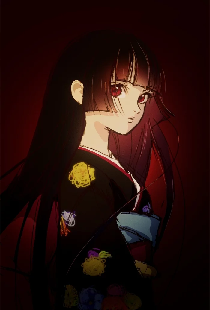 Адская девочка - Аниме, Anime Art, Jigoku Shoujo, Enma Ai