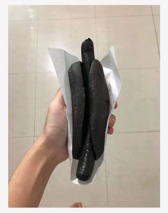 Absolutely black hot dog - Hot Dog, IKEA, Singapore, Food