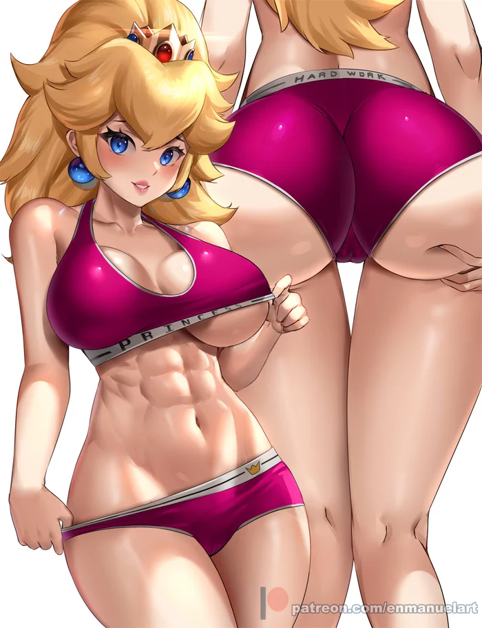 Princess peach - NSFW, Strong girl, Art, Girls, Muscleart, Princess peach, Mario, Games, Boobs, Fitonyashka