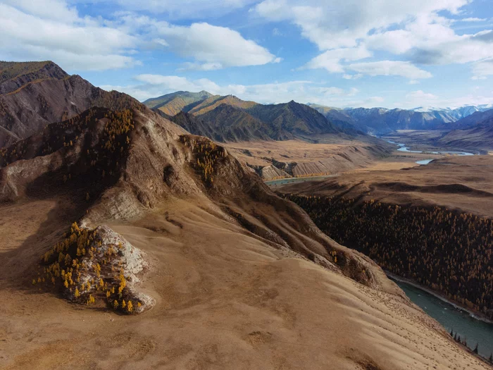 Autumn Altai, part II. - My, Altai Republic, Drone, Quadcopter, Aerial photography, Autumn, Russia, Travels, The mountains, Nature, Chuisky tract, Katun, Snow, River, Travel across Russia, The photo, Longpost