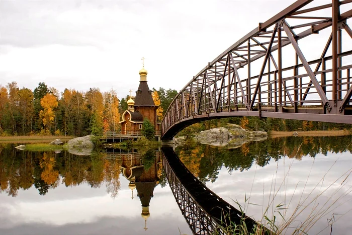 Autumn on Vuoksa - My, The photo, Vuoksi, Karelian Isthmus, Church, Autumn, Reflection, Leningrad region