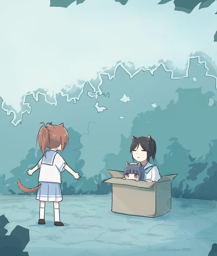 Continuation of the post Box and catgirls - Anime, Anime art, Lyytoaoitori, Nozomi Kasaki, Mizore Yoroizuka, Neko, Animal ears, Comics, Hibike! Euphonium, Liz and the Blue Bird, Yoshikawa yuuko, Natsuki Nakagawa, Reply to post, Longpost