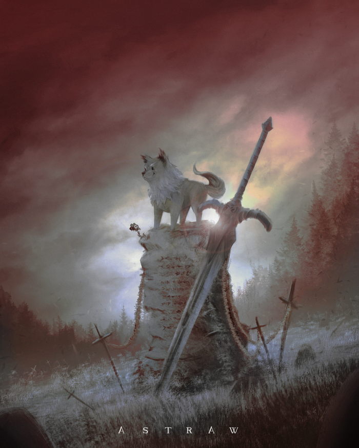 Great Grey Wolf Sif by Astraw   , Dark Souls, , , Game Art, Astraw