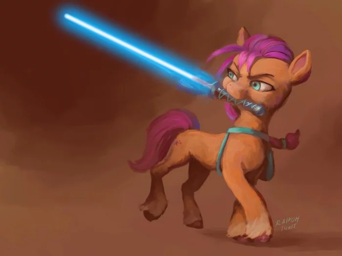 Sunny for the Jedi, but for how long? - My little pony, Sunny starscout, Jedi, Star Wars, PonyArt, Raikohillust