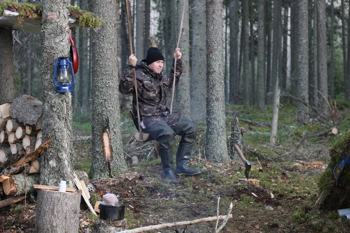 How to build a booth in the forest - My, Fishing, Bushcraft, Taiga, Forest, Survival, Карелия