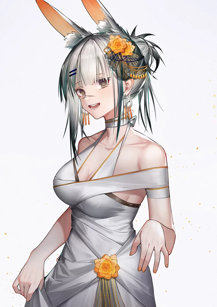 Фростнова - Anime Art, Аниме, Frostnova, Arknights, Dobucu, Animal Ears