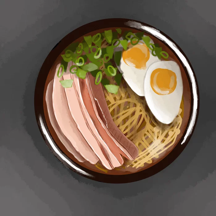 Ramen - My, Drawing, Digital drawing, Ramen, Food, Noodles