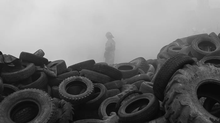 Tire recycling explosion - My, The photo, Firefighters