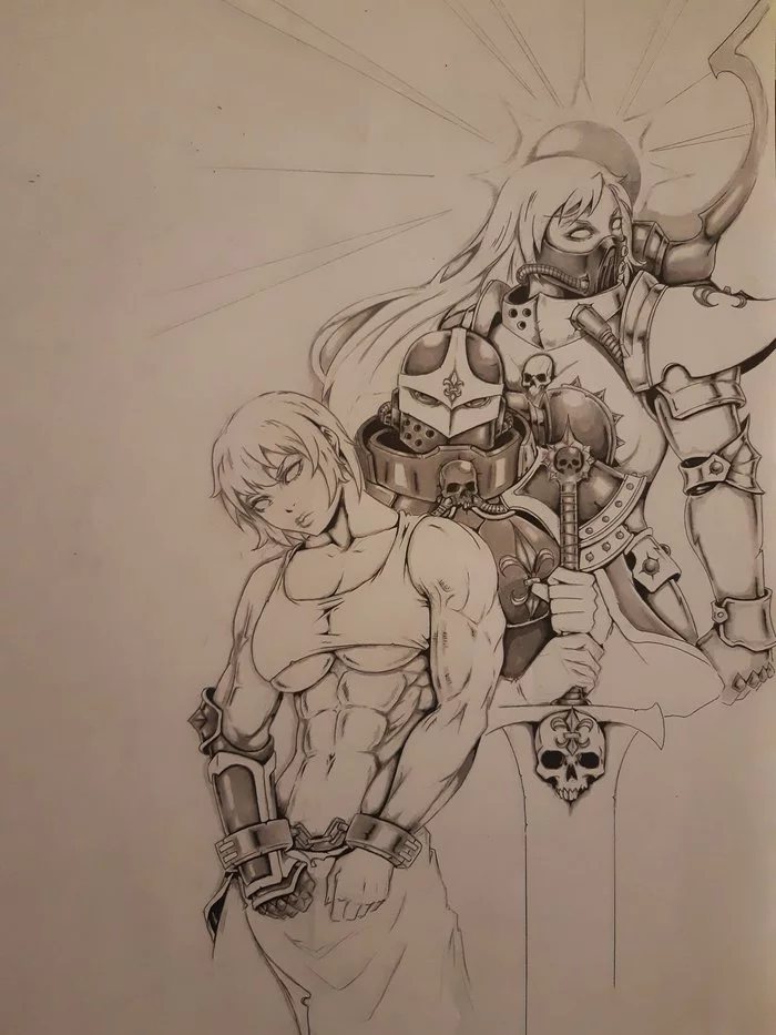 Sisters of Battle Sketch by Auri - Adepta Sororitas, Warhammer 40k, Wh Art, Скетч, Крепкая девушка, Muscleart