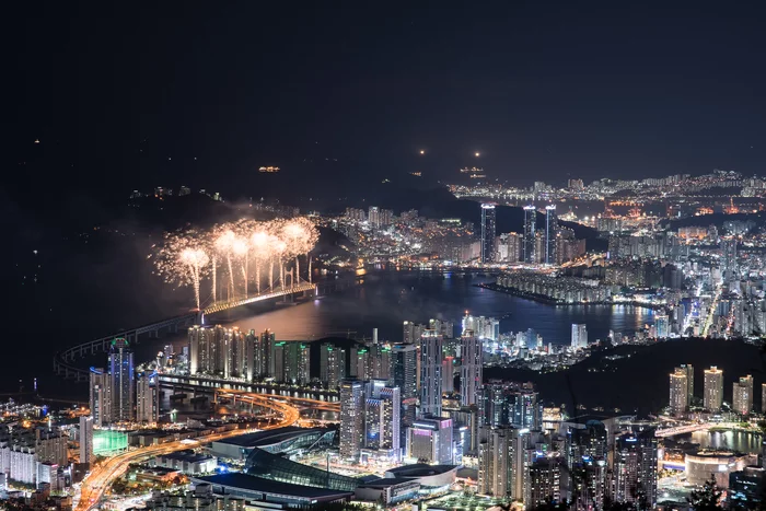 fireworks festival in busan city - My, South Korea, Busan, Fireworks, Town, Night, Nikon, The photo, Travels, Landscape, Longpost