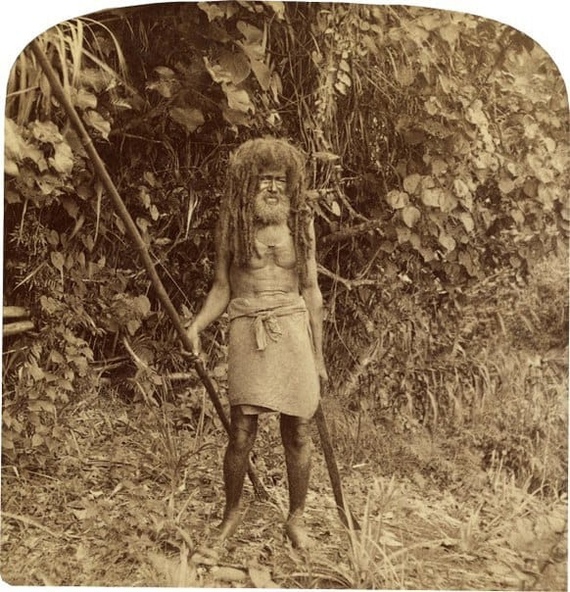 80-year-old cannibal Tom is the last cannibal of Fiji. 1905 year - Old photo, The photo