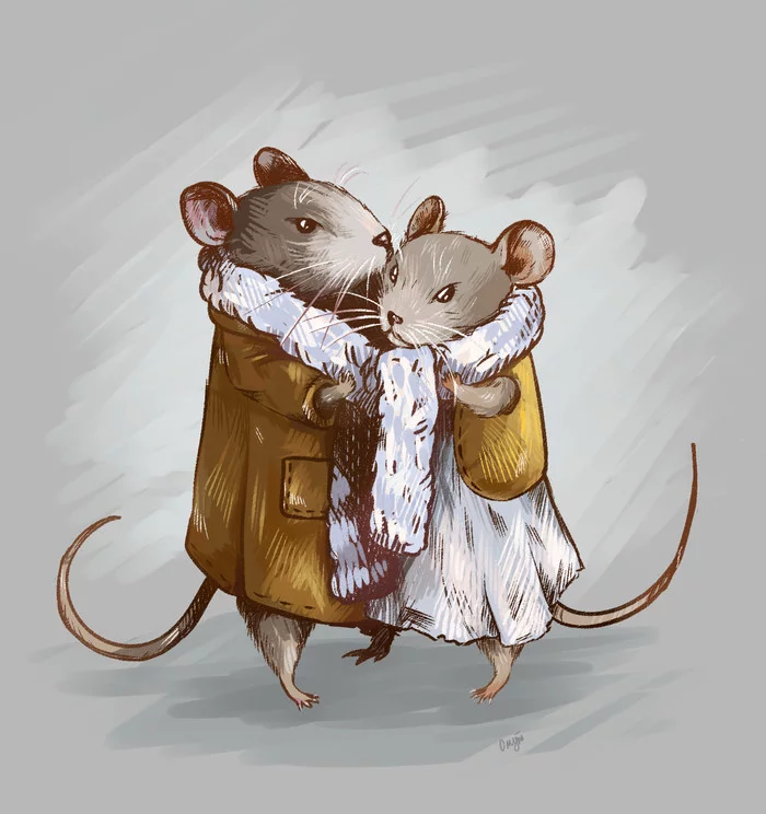 Reply to the post Together is warmer - My, Love, Mouse, Tenderness, , Scarf, Needlework without process, Dry felting, Wool, Sweet couple, Reply to post