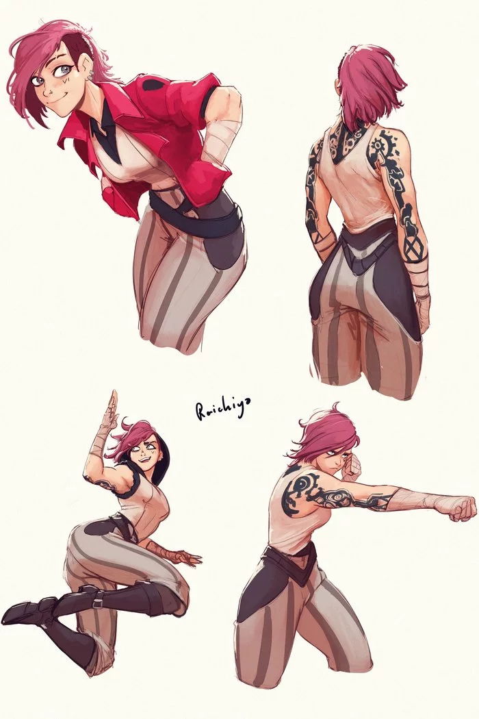 Vi Sketches by Raichiyo - Raichiyo33, League of Legends, Arcane, Девушки, Крепкая девушка, Арт, Скетч, Игры, Game Art