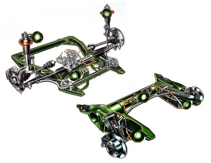 Elements of automobile suspensions, elastic elements and shock absorbers. - My, Suspension, Spring, GIF, Longpost, Hydropneumatic suspension