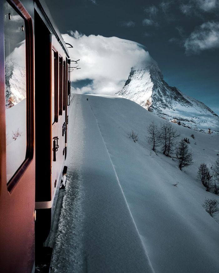 Швейцария Швейцария, Европа, Горы, Снег, Фотография, Красота, Дорога, Пейзаж, Железная дорога, Длиннопост