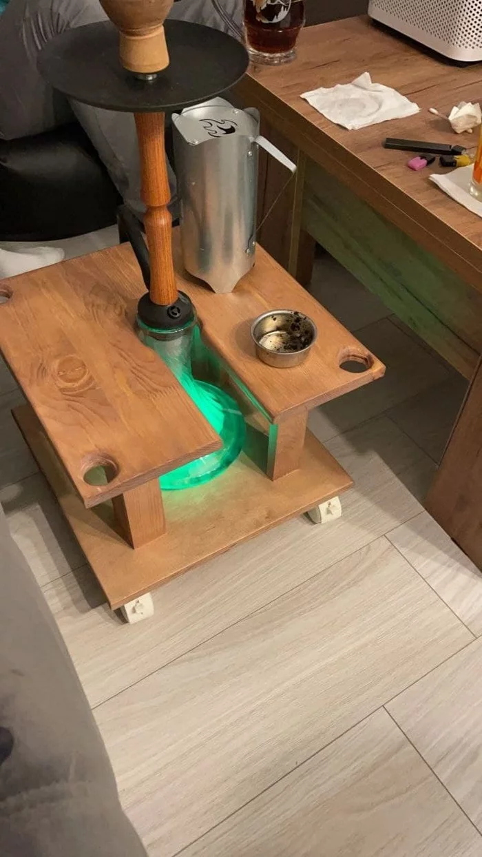 A couple of tables: a hookah table and a side table to the sofa - My, Woodworking, Carpenter, With your own hands, Table, Needlework without process, Video, Longpost, Vertical video, Hookah
