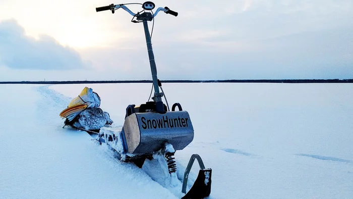 A short trip on a mini snowmobile - My, Snowmobile, Drive, Travels, Video, Longpost