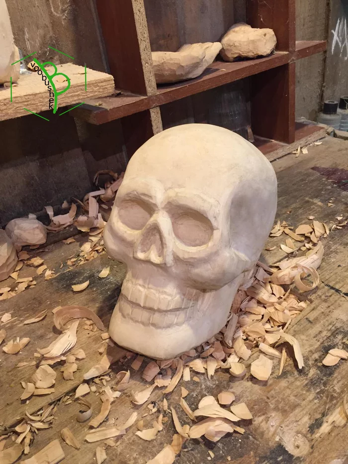 Wooden skull - My, Wood carving, Handmade, Art, Sculpture, Scull, Anatomy, Tree