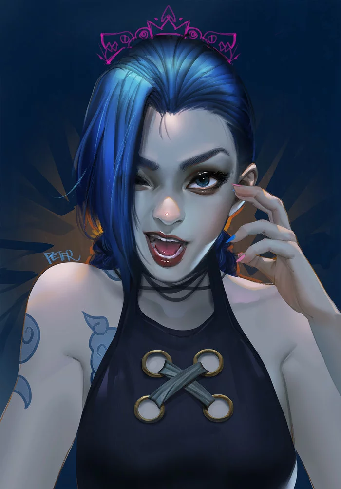 Jinx - Рисунок, League of Legends, Arcane: League of Legends, Arcane, Jinx, Девушки, Peter Xiao, Арт