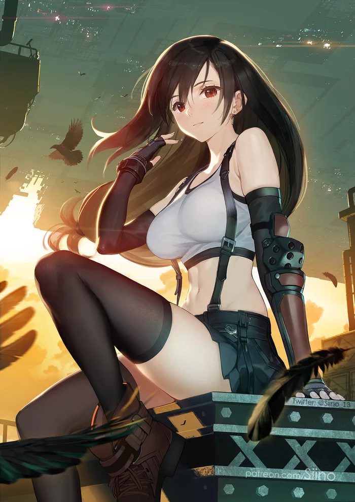 Tifa - Anime, Anime art, Tifa lockhart, Final fantasy vii, Final Fantasy, Art, Girls, Stockings, Games