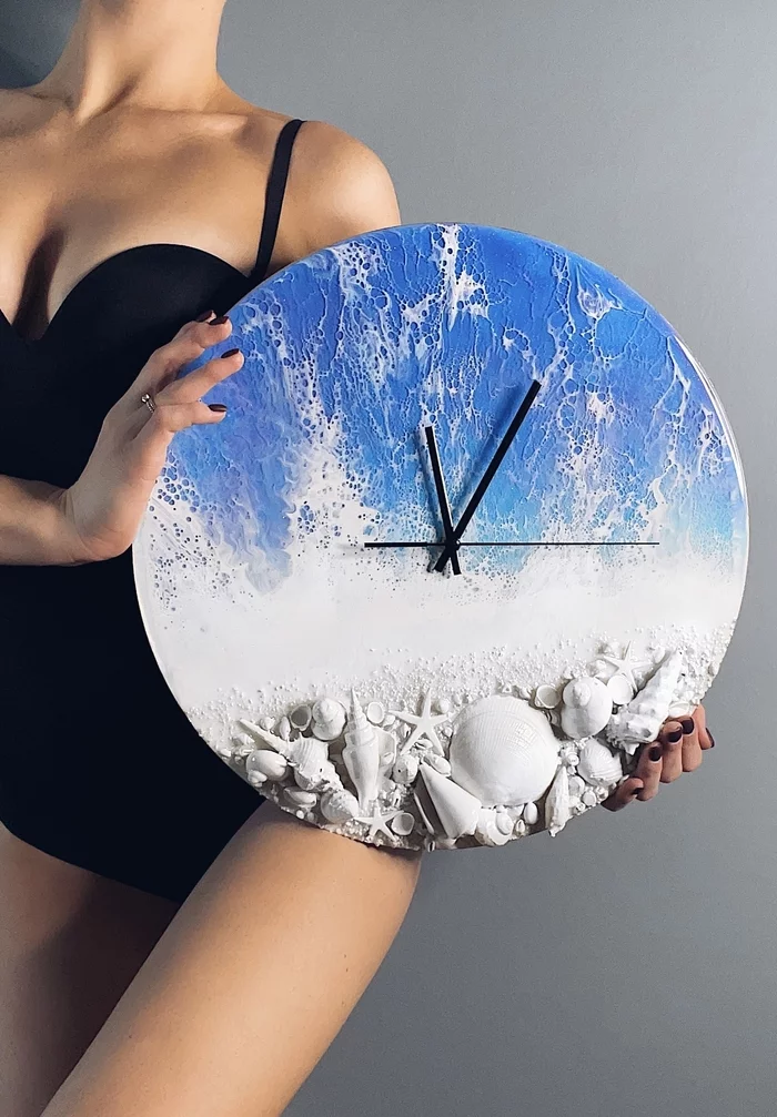 Sea epoxy - My, Epoxy resin, Clock, Sea, Creation