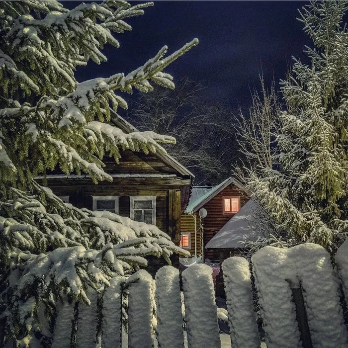 winter yard - Village, Winter, Village, Russia