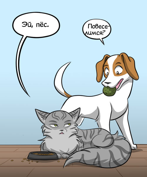 Have fun? - Kat swenski, Comics, cat, Dog, Translation, Video, Longpost, GIF with background