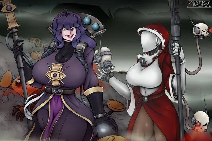 At the scene of the massacre in the catacombs... - My, Wh Art, Crossover, Haydee, Hex maniac