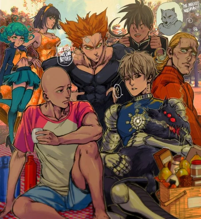 Я где-то видел этого пса прежде - Anime Art, Аниме, Saitama, Genos, Tatsumaki, Fubuki, Garou, King (Onepunchman), Onepunchman