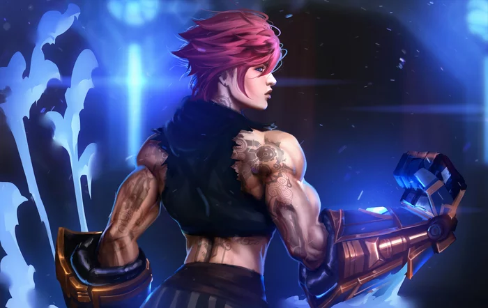 Sometimes I think Vi is short for violence - Thempointyears, Muscleart, VI, League of legends, Strong girl, Art, Girls, Sports girls, Arcane, Caio Santos