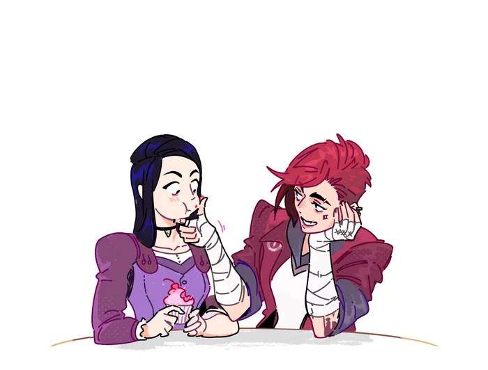 A piece of cupcake on a cupcake - Snegovski, Yuri, Yuri cute, Arcane, League of legends, VI, Caitlyn (LoL), Art, Girls, Lesbian, Shipping, Piltovers Finest