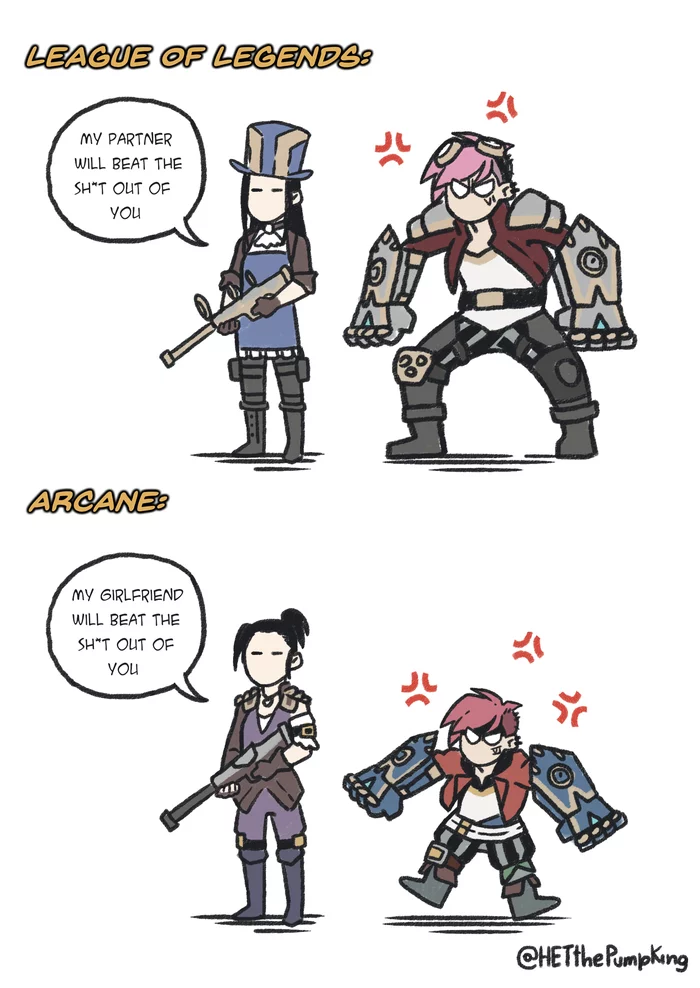 How the community saw the characters before and how it sees them now - Arcane, League of legends, VI, Caitlyn (LoL), Shipping, Comics, Humor, Piltovers Finest, 