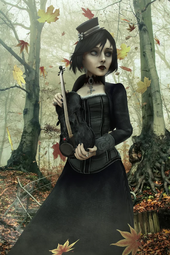 Elizabeth and Autumn Gothic - My, Bioshock Infinite, Elizabeth, Gothic, Girls, Fan art, Games