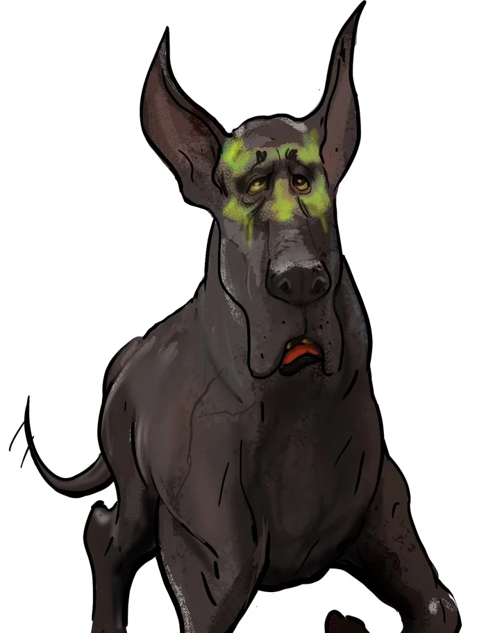 To drive through the swamp for Mikhalkov, but not that's all ... - My, Artobstrel, Hound of the baskervilles, Digital drawing, Dog