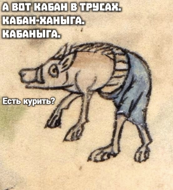 Boar... - Strange humor, Memes, Bestiary, Boar, Smoking is, Middle Ages, Miniature, Marginalia