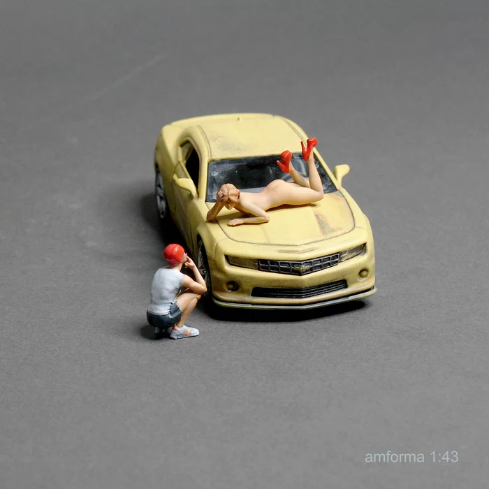 Smoke break - My, 3D, 3D modeling, 3D печать, Miniature, Painting miniatures, Car modeling, Modeling, Stand modeling, Figurines, Photopolymer printing