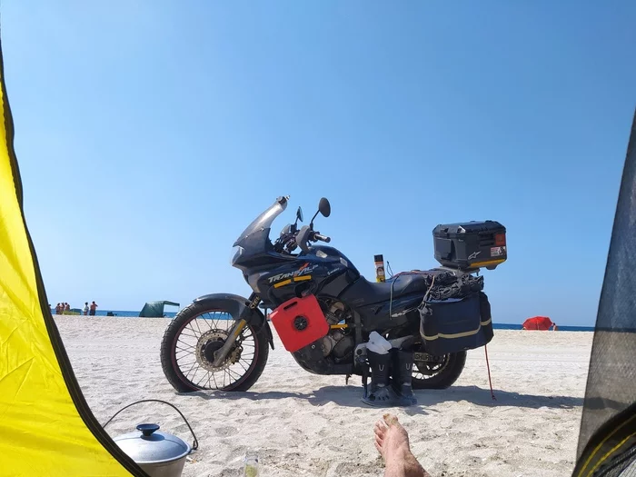 On the beach - My, Motorcycle travel, Crimea, Moto