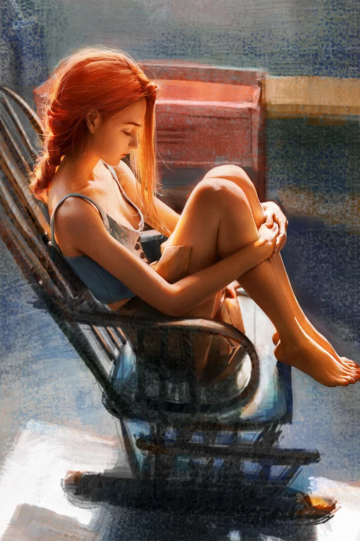 Midday slumber - Drawing, Girls, Redheads, nap, Art