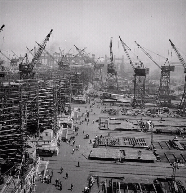 Large construction site - USA, the USSR, The Second World War, Shipbuilding, Lend-Lease, Allies