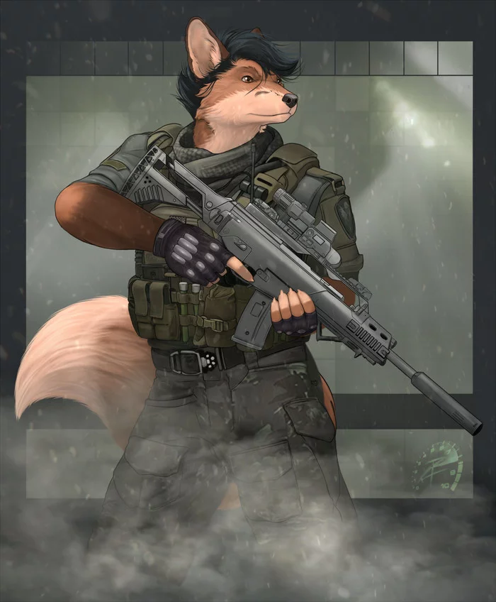 furry soldier - Furry, Furry art, Zorrore, Furry canine, Military, Furry fox