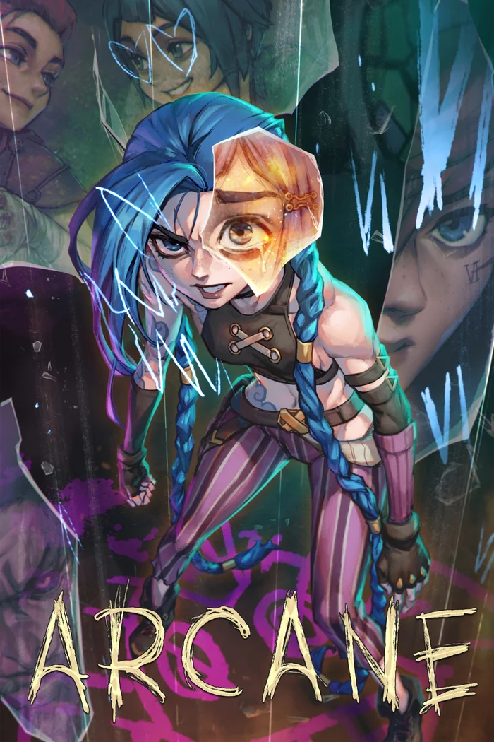 Powder is gone - Ptcrow, Art, Arcane, League of legends, Jinx