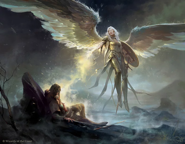 MTG Breathkeeper Seraph & Angel Warrior by Alexander Mokhov - Magic: The Gathering, Board games, Girls, Angel, Art, Fantasy, Games, Game art, Longpost, Alexander Mokhov