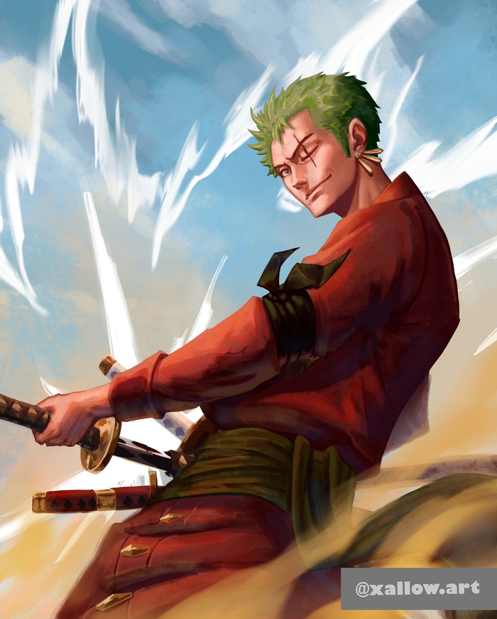 Shishi Sonson, digital art, 2021, by me , One Piece, , , , Roronoa zoro