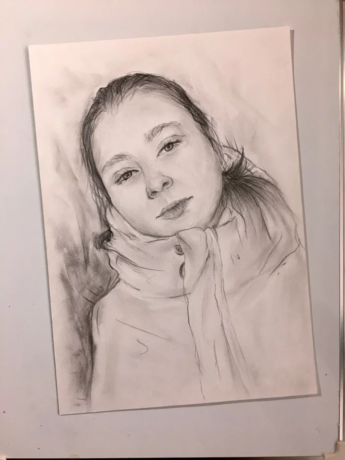 A 4 format - My, Art, Sketch, Children, Girl, Paper, Portrait, Painting, Longpost