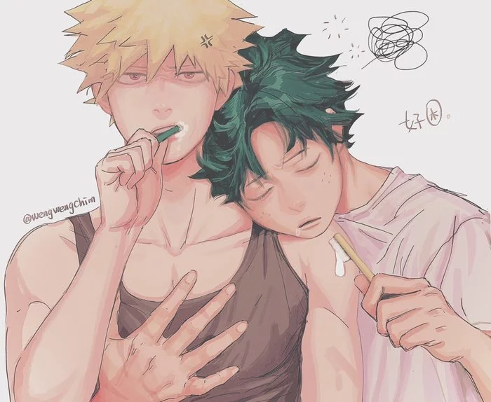 Get up early - Lime and Kiwi, Anime art, Lime Art, Katsuki Bakugou, Midoriya izuku, Shipping, Senen-Ay, Boku no hero academia